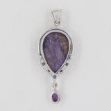 Charoite Stone 925 Sterling Silver Drop Pendant