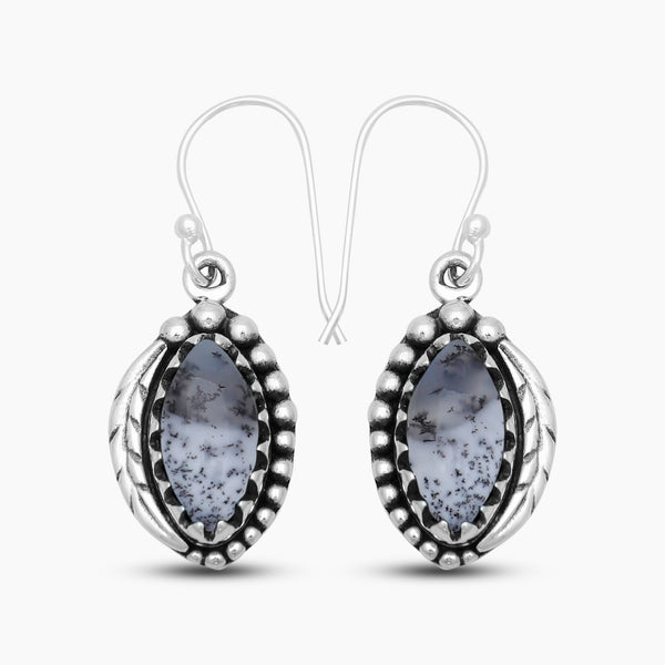 925 Silver Dendritic Opal Earrings
