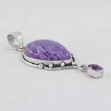 Charoite Stone 925 Sterling Silver Drop Pendant