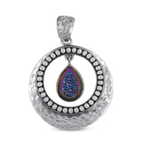 925 Sterling Silver Titanium Druzy Pendant