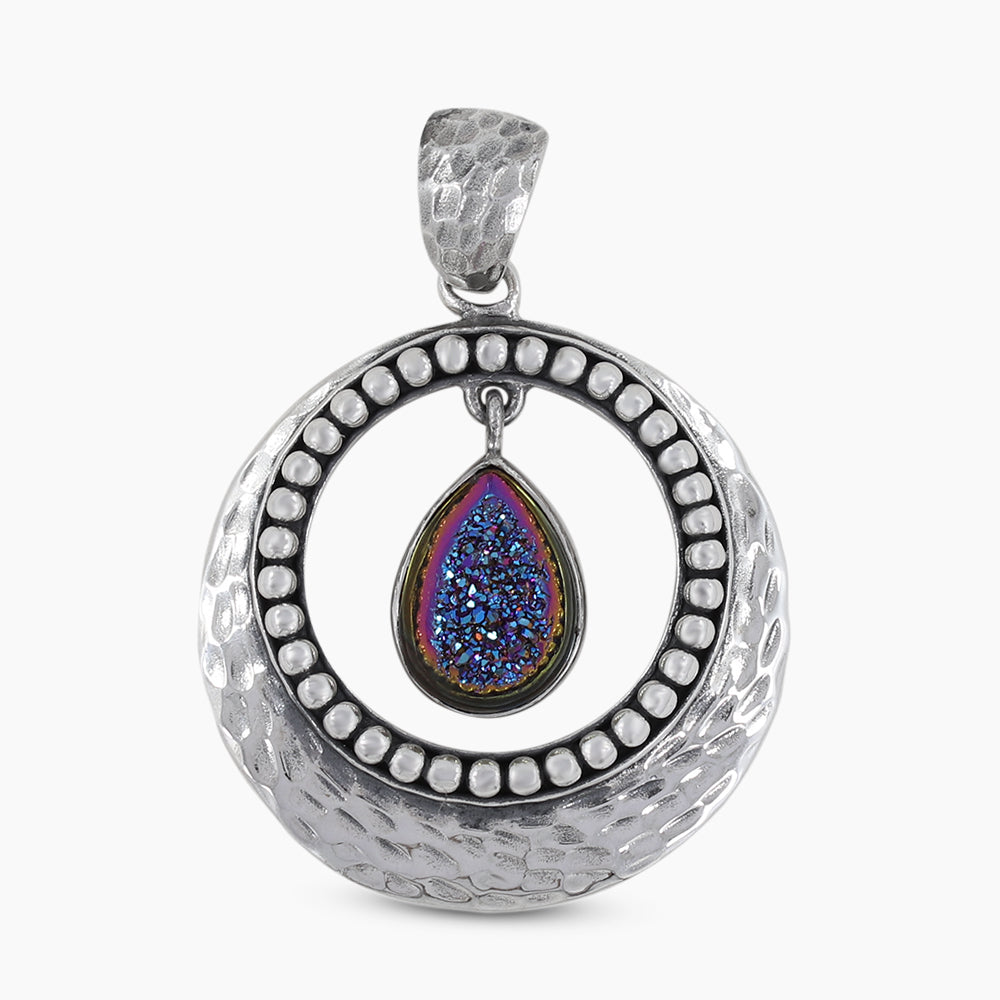 925 Sterling Silver Titanium Druzy Pendants