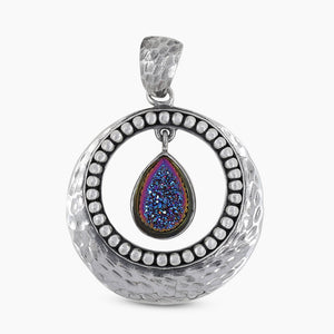 925 Sterling Silver Titanium Druzy Pendants