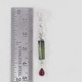 Green Tourmaline Pencil Sterling Silver Pendant