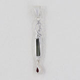 Green Tourmaline Pencil Sterling Silver Pendant