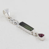 Green Tourmaline Pencil Sterling Silver Pendant