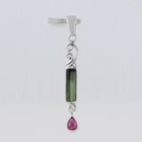 Green Tourmaline Pencil Sterling Silver Pendant