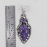 925 Sterling Silver Charoite Pendant