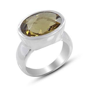 925 Sterling Silver Citrine Men's Ring