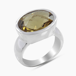 925 Sterling Silver Citrine Men's Ring
