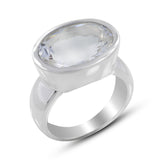 Crystal Quartz Solid Sterling Silver Men's Ring