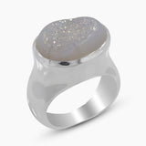 925 Silver Titanium Druse Unisex Rings