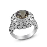 Crystal Cut Stone Silver Ring