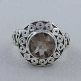 Crystal Cut Stone Silver Ring