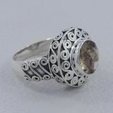 Crystal Cut Stone Silver Ring