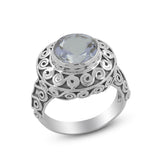 Crystal Cut Stone Silver Ring