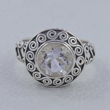 Crystal Cut Stone Silver Ring