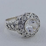 Crystal Cut Stone Silver Ring