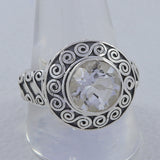 Crystal Cut Stone Silver Ring