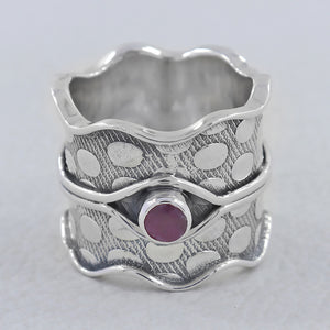 925 Sterling Silver Broad Band Ruby Rings