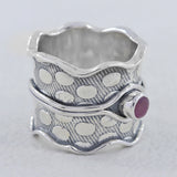 925 Sterling Silver Broad Band Ruby Rings