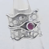 925 Sterling Silver Broad Band Ruby Rings