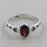 Garnet Gemstone Sterling Silver Women Ring Jewelry