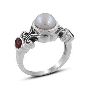 925 Silver Pearl Women's Ring