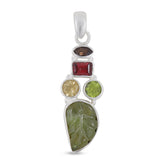 925 Sterling Silver Multi Gemstone Pendant