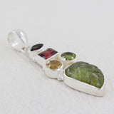 Multi Gemstone Pendant 925 Sterling Silver