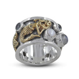 Rainbow Moonstone Two Tone Mermaid Designer Ring