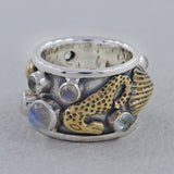 Rainbow Moonstone Two Tone Mermaid Designer Ring