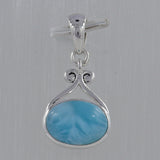 Larimar Gemstone Pendant 925 Sterling Silver