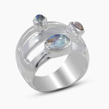 Rainbow Moonstone Silver Rings