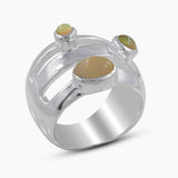 Rainbow Moonstone Silver Rings