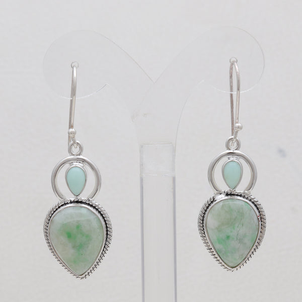 Glacier Green Emerald Silver Earrings