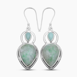 Glacier Green Emerald Silver Earrings