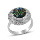 Abalone Shell Sterling Silver Textured Ring