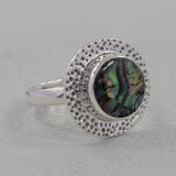 Abalone Shell Sterling Silver Textured Ring