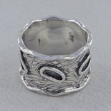 Vintage 925 Sterling Silver Wide Band Ring