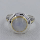 Natural Rainbow Moonstone Silver Ring