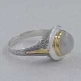 Natural Rainbow Moonstone Silver Ring