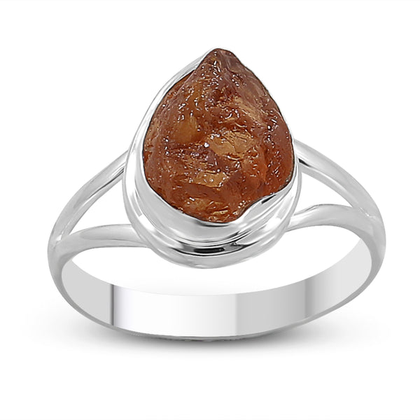 Raw Garnet Silver Ring