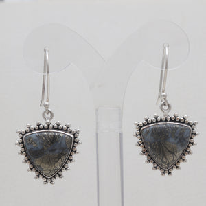 Pyrite With Chalcedony Silver Earrings