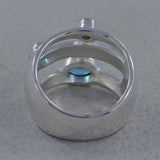 Three Stone Rainbow Moonstone Sterling Silver Ring