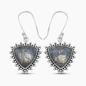 Pyrite With Chalcedony Silver Earrings