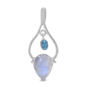 Rainbow Moonstone Silver Pendant