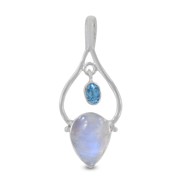 Rainbow Moonstone Silver Pendant