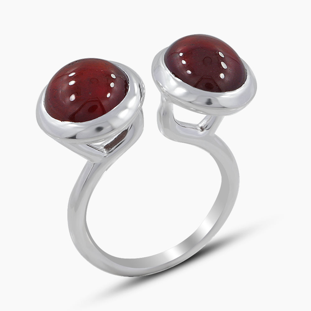 925 Silver Hessonite Adjustable Rings