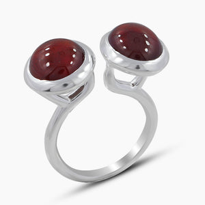 925 Silver Hessonite Adjustable Rings