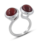 925 Sterling Silver Hessonite Adjustable Ring